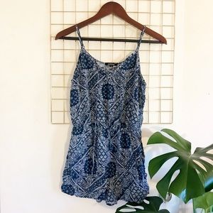 Paisley Front Lace Up Romper
